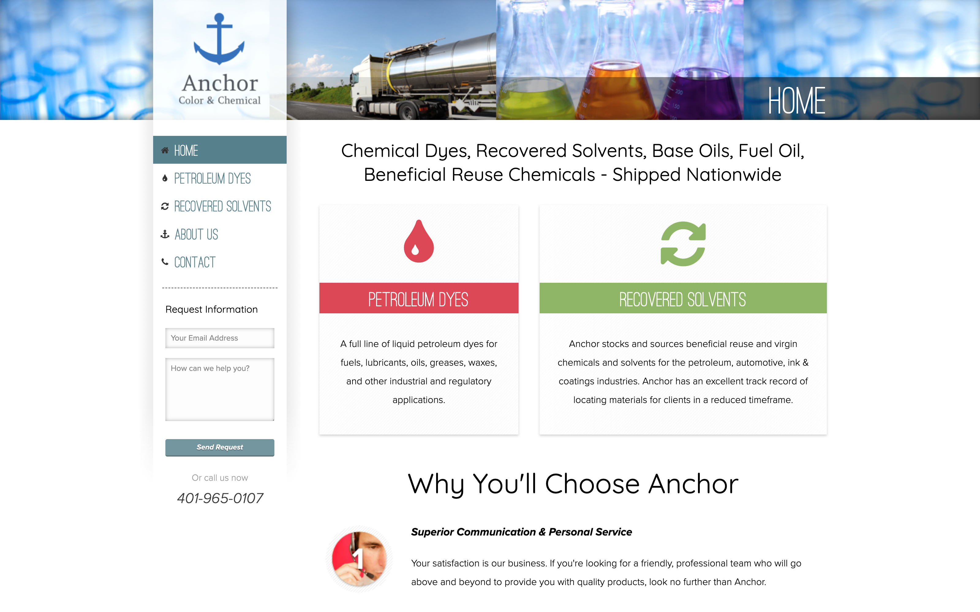 Anchor Color & Chemical website screenshot