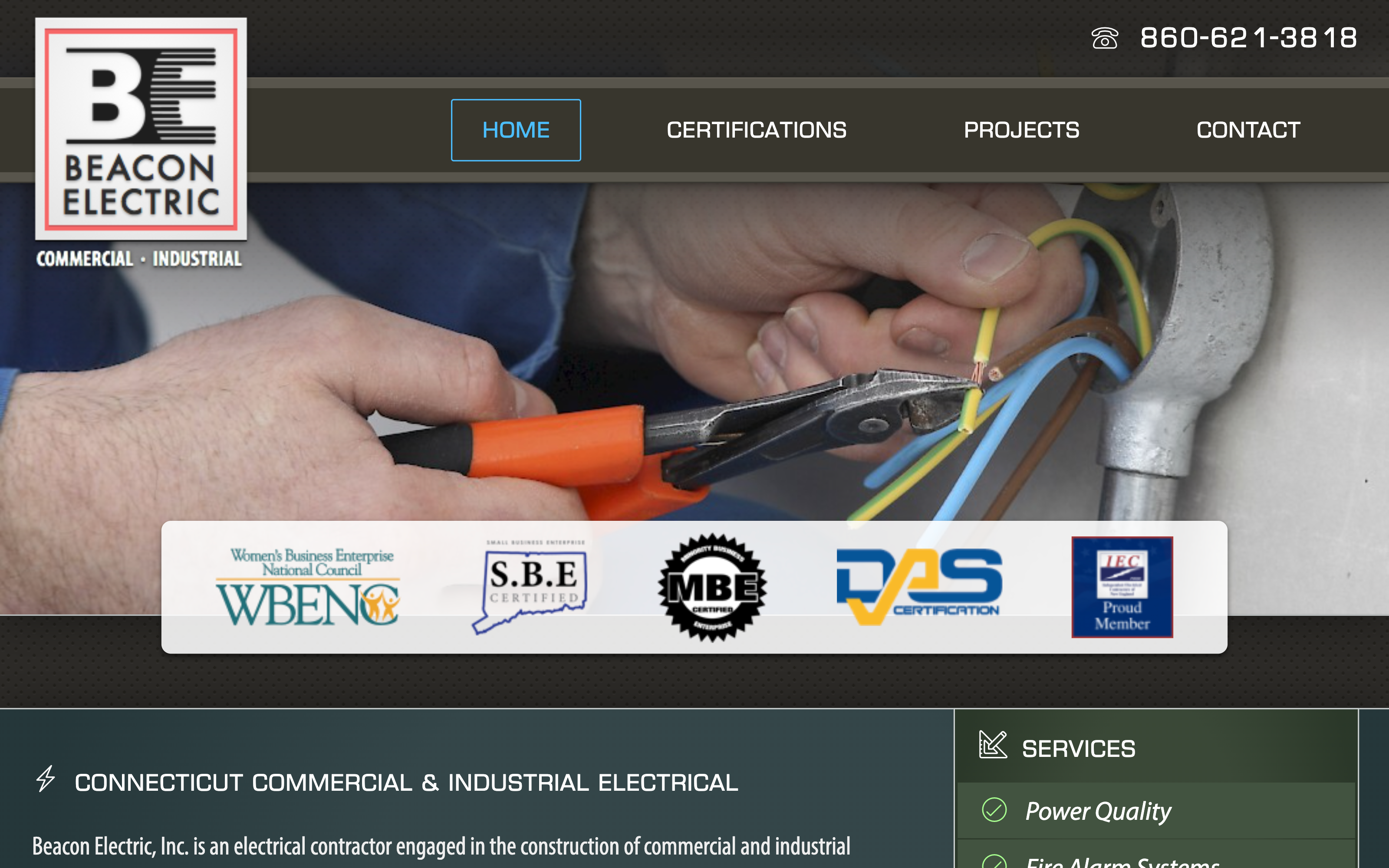 Beacon Electric website screenshot