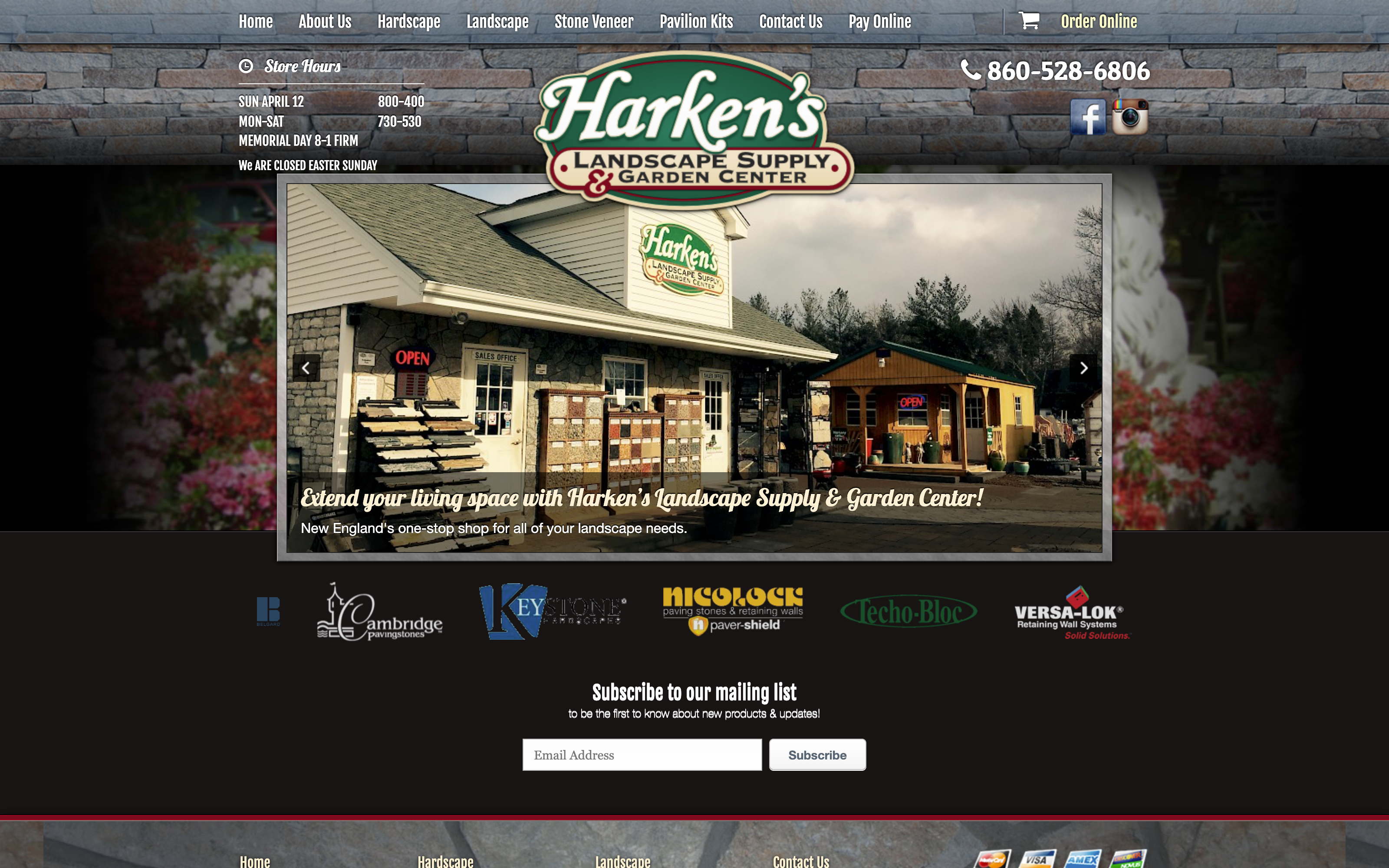 Harken's Landscape Supply & Garden Center website screenshot