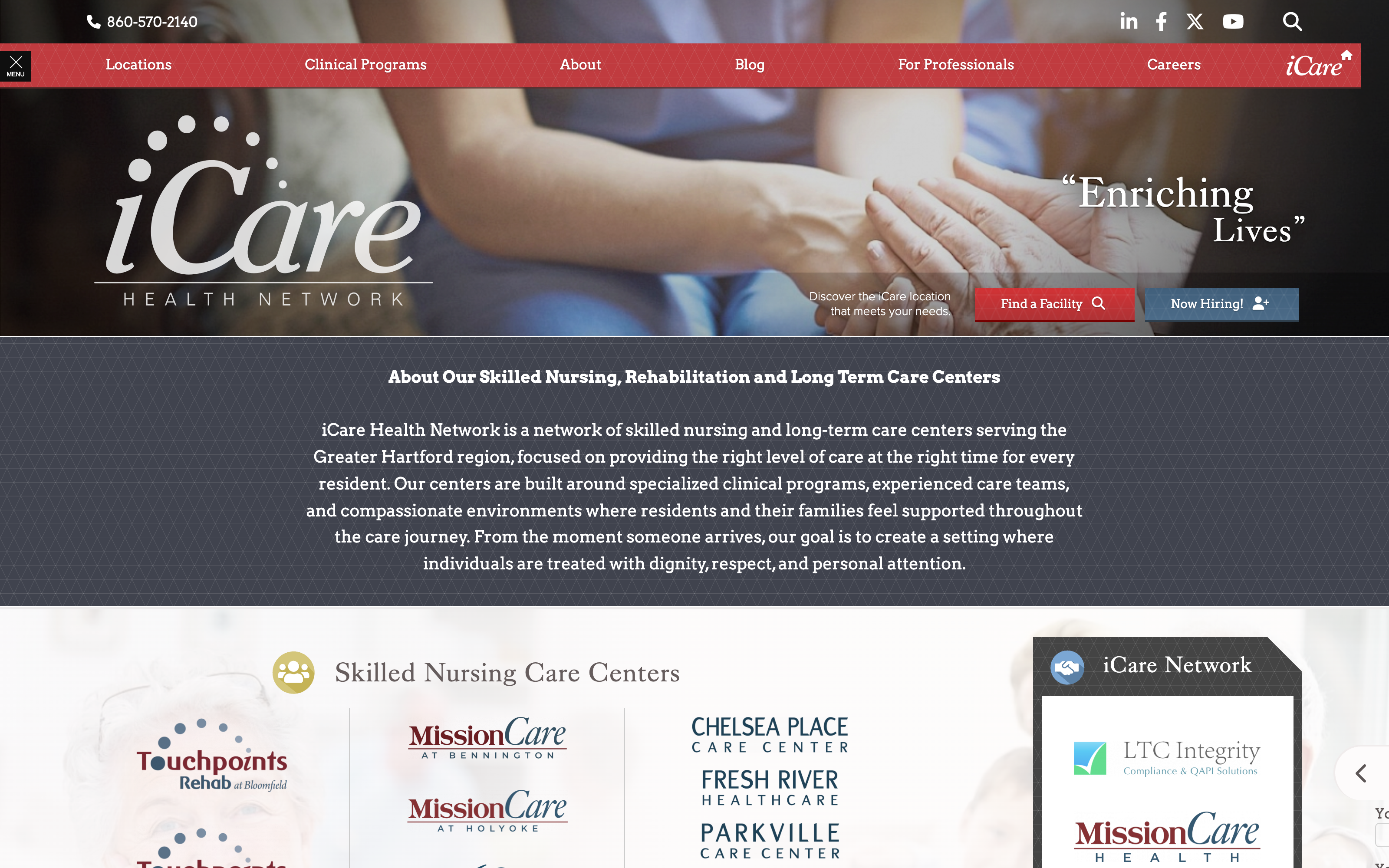 iCare Health Network website screenshot