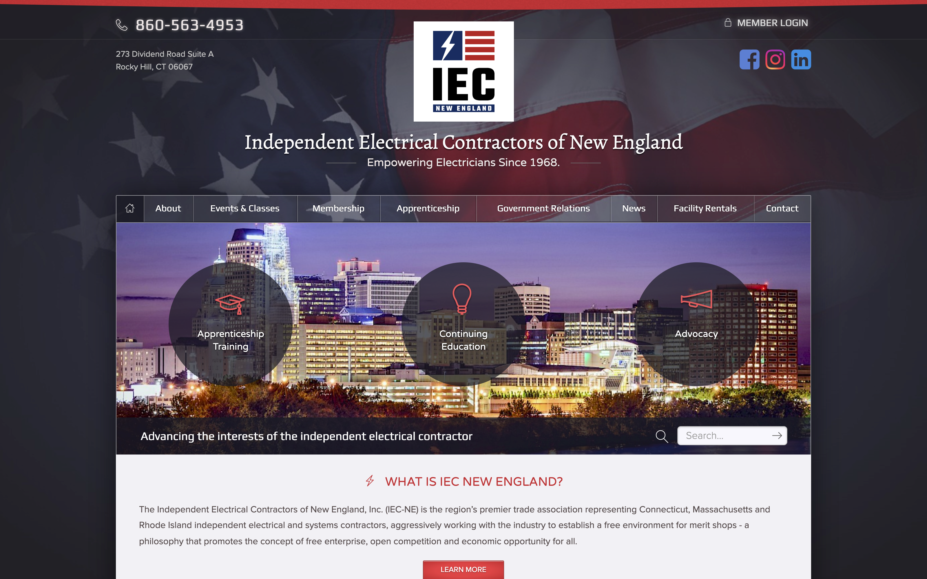 IEC of New England website screenshot
