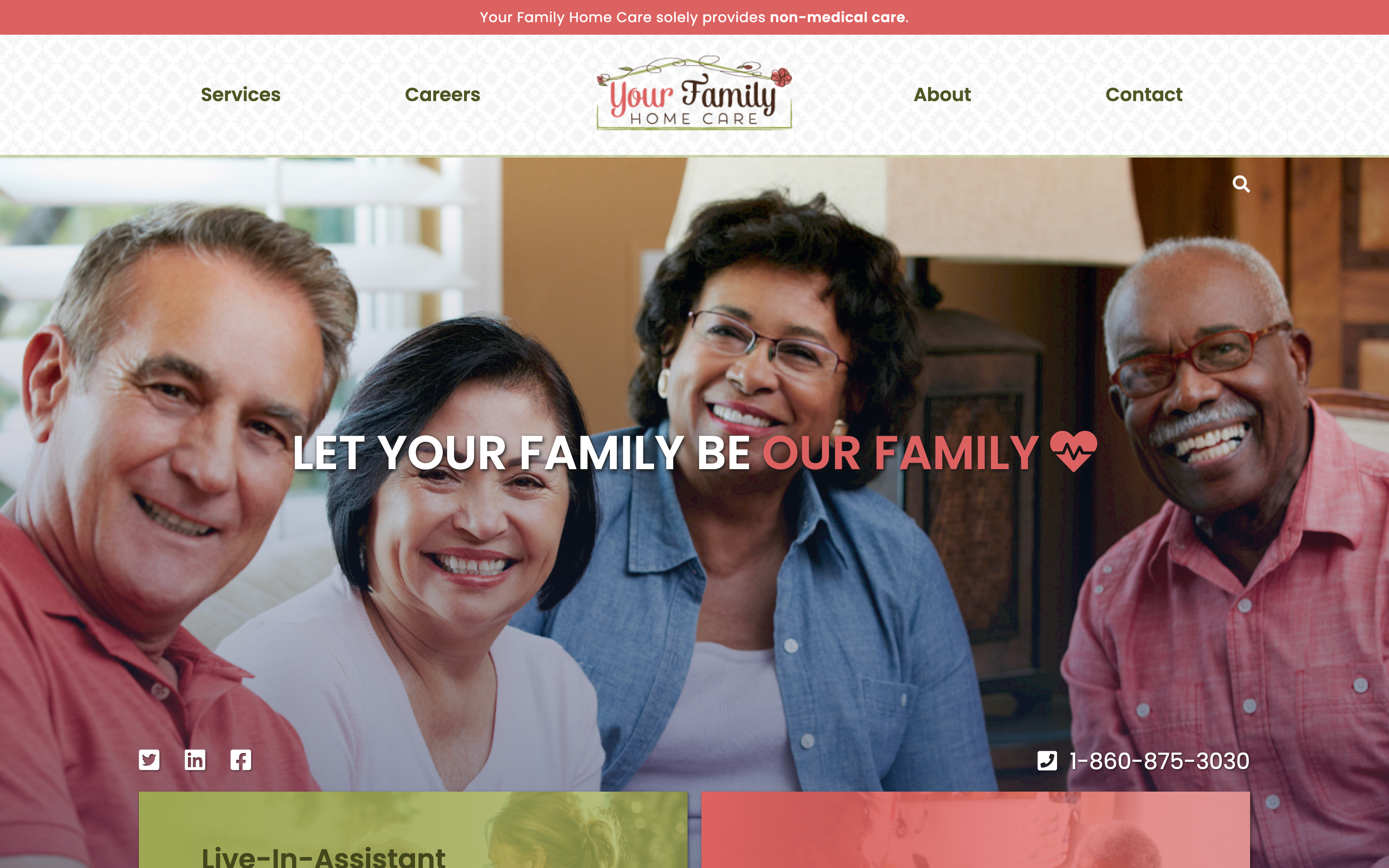 Your Family Home Care website screenshot